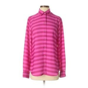 Banana Republic Stripe Silky Pink Blouse Shirt